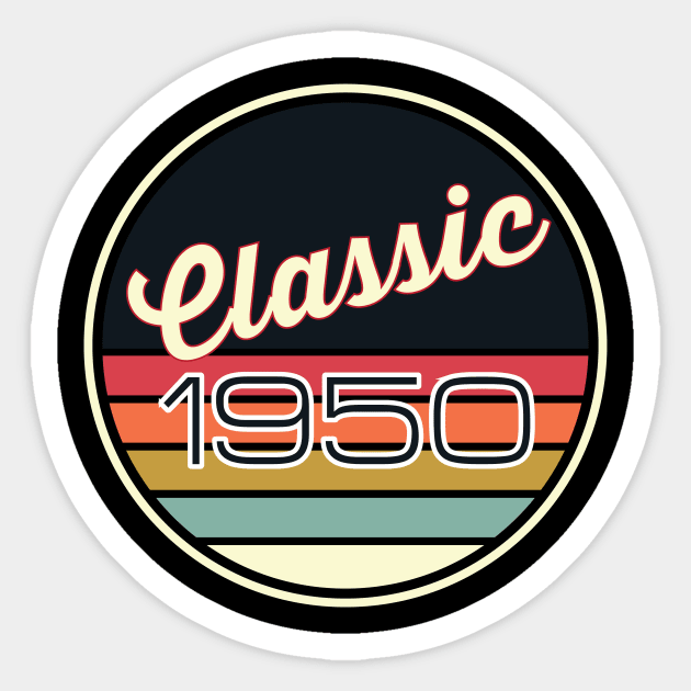 Classic 1950 Birthday Celebration 70 year gift Sticker by Designtigrate